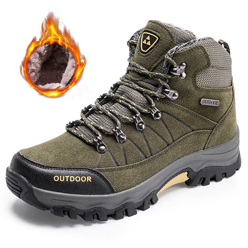 

Super Warm Men Winter Boots High Quality Snow Boots For Men Waterproof Warm Shoes With Fur Men's Ankle Outdoor Shoes, Gray