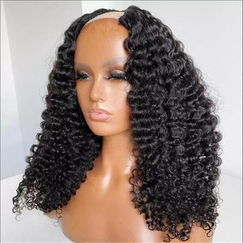 

U Part Wig Loose Wave Lace Front Human Hair Wigs with Baby Hair Curly Wig Bleached Knots Glueless Natural Hairline