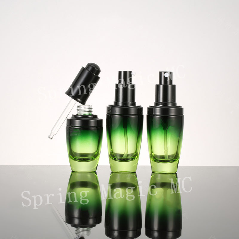 

20ML empty Green glass Bottles With Press pump for Cream Essence liquid Skin Care Cosmetic Packaging Empty cosmetic contaier