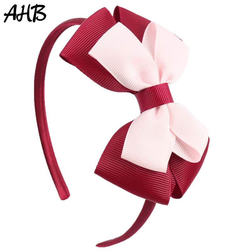 

AHB Double-layer Hair Bows Hairband for Girls Cute Princess Hair Band Fashion Hoop Solid Grosgrain Ribbon Headband Kids Headwear