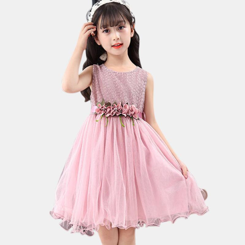 

Dress For Girls Sleeveless Girls Princess Dress Kids Summer Children Teenage Clothes 6 8 10 12 13 14 Year 40, Pink