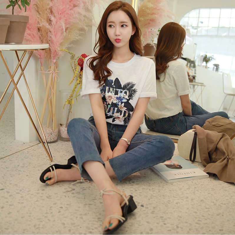 

New summer Korean version of the Roman thick heel sandals, Beige