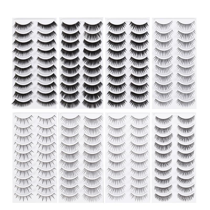 

High Quality 80 Pairs Fake Eyelashes 8 Style Thick Long Eye Lashes Beauty Makeup for Women Lady Teenager Girls