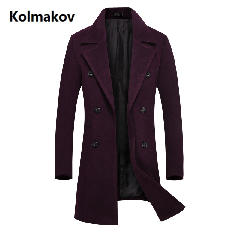 

2020 Winter fashion coats men high quality wool casual fashion slim fit trench coat men,men's Classic Overcoat Male Jacket, Black