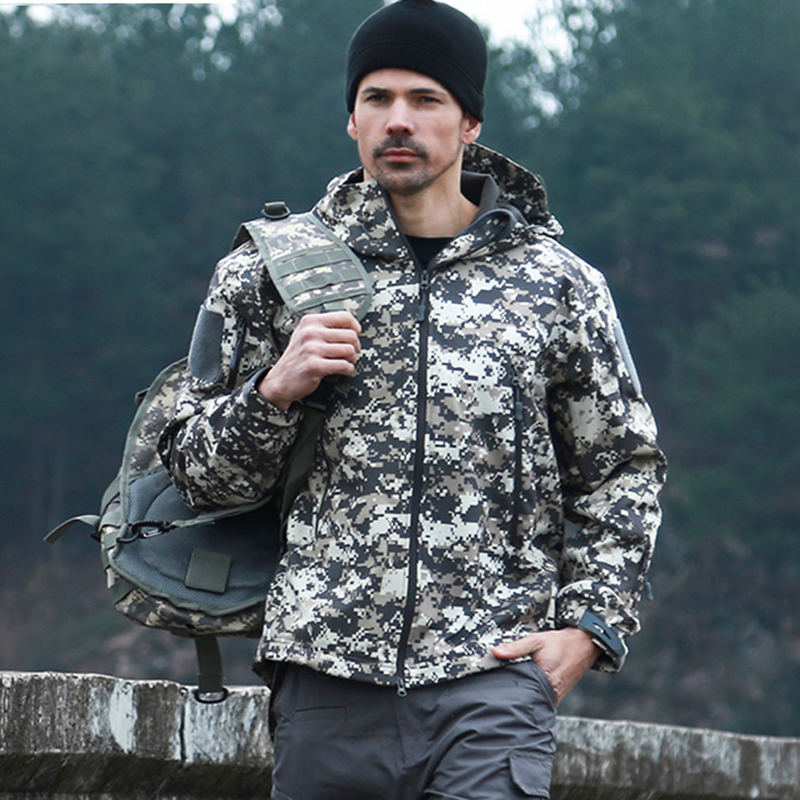

Camouflage Outdoor Waterproof SoftShell Jacket Men Hunting Windbreaker Ski Coat Hiking Rain Camping Fishing Tactical Clothing, Econg