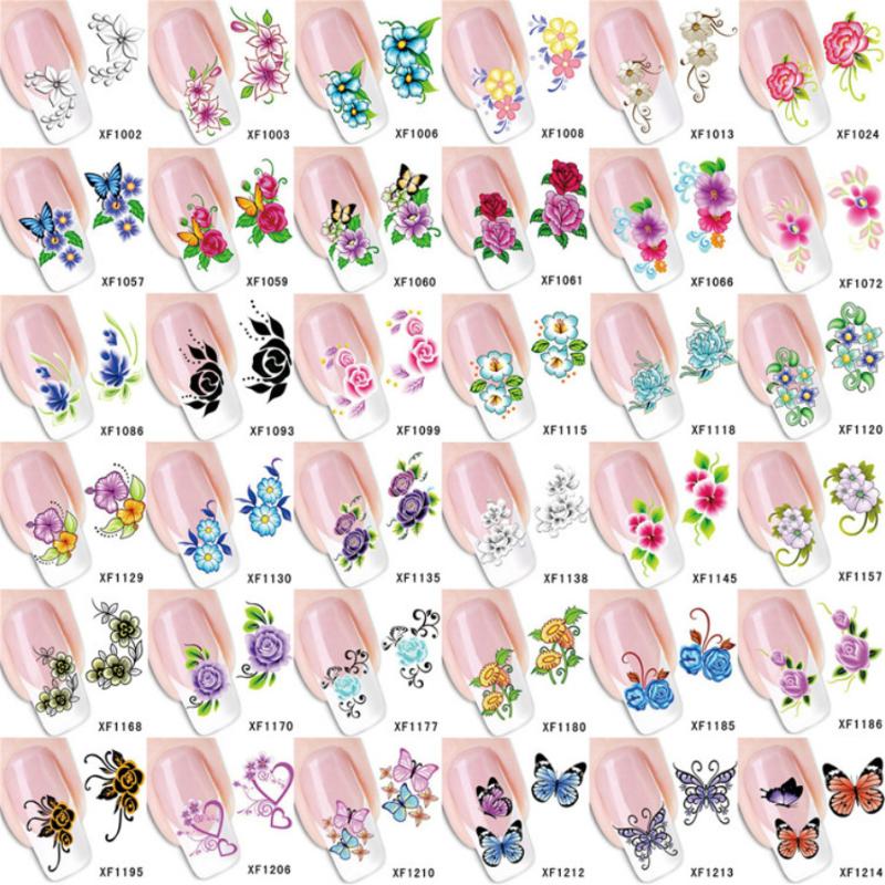 

Fashion Flower Butterfly False Nail Tips Finger Full Card Nail Art Display Practice Acrylic UV Gel Polish Art Tool Manicure, 10