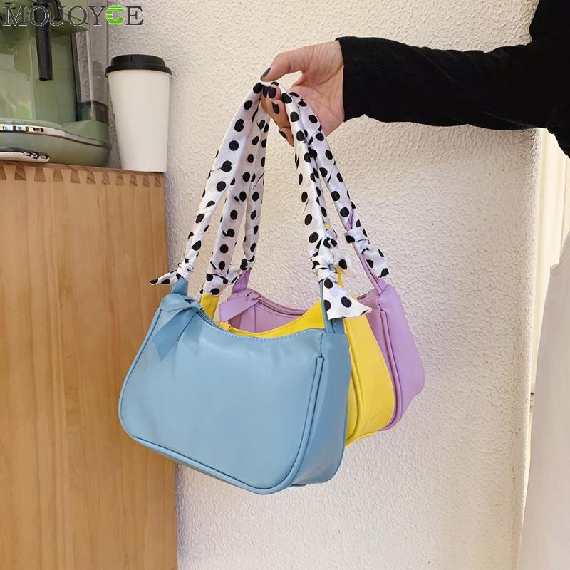 

Fashion Silk Scarf Handbag Totes Portable Women Solid Color PU Leather Shoulder Underarm Bags Female Daily Street Purse, Black