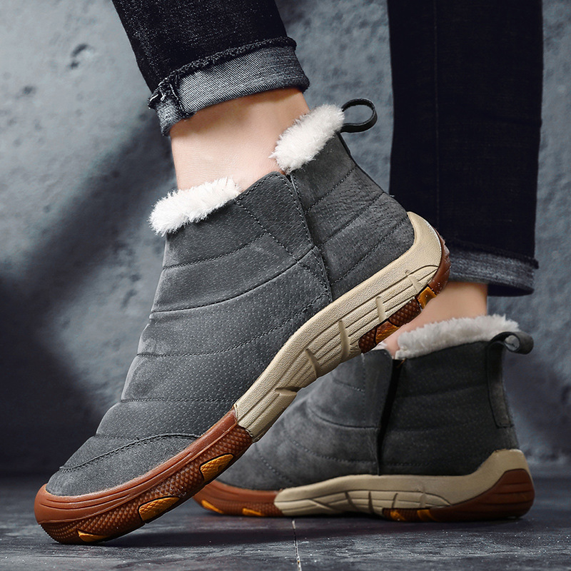 

2020 New Style Winter Cotton Boots Mens Casual High-Top Shoes plus Velvet Mens Shoes Warm and Comfortable Outdoor Hiking Boots, Grey