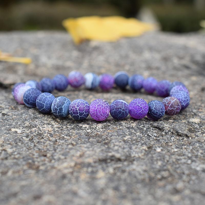 

Fashion Purple Weathered Agates Beaded Bracelet Semi-precious Stones Crystal Strand Bracelets for Women Charm Handwoven Jewelry