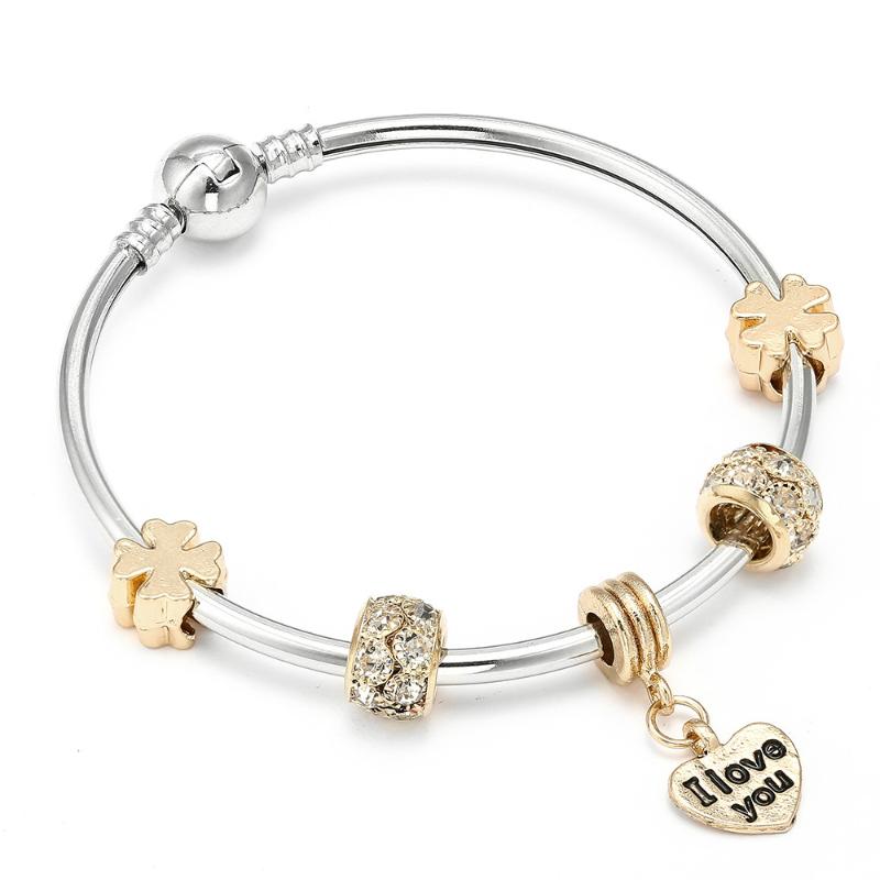 

CUTEECO Love Heart Charms Bracelet For Women Girls Brand Bracelets Bangles Female Gold DIY Woman Jewelry Gift