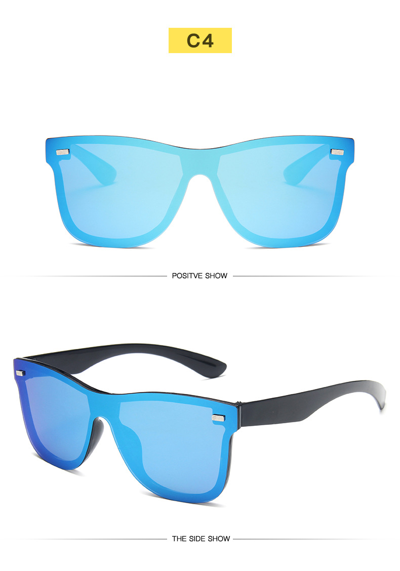 

One piece Sunglasses men's colorful reflective mercury windproof Sunglasses Full Frame Women Men Retro Sun Glasses Eyewears 16022