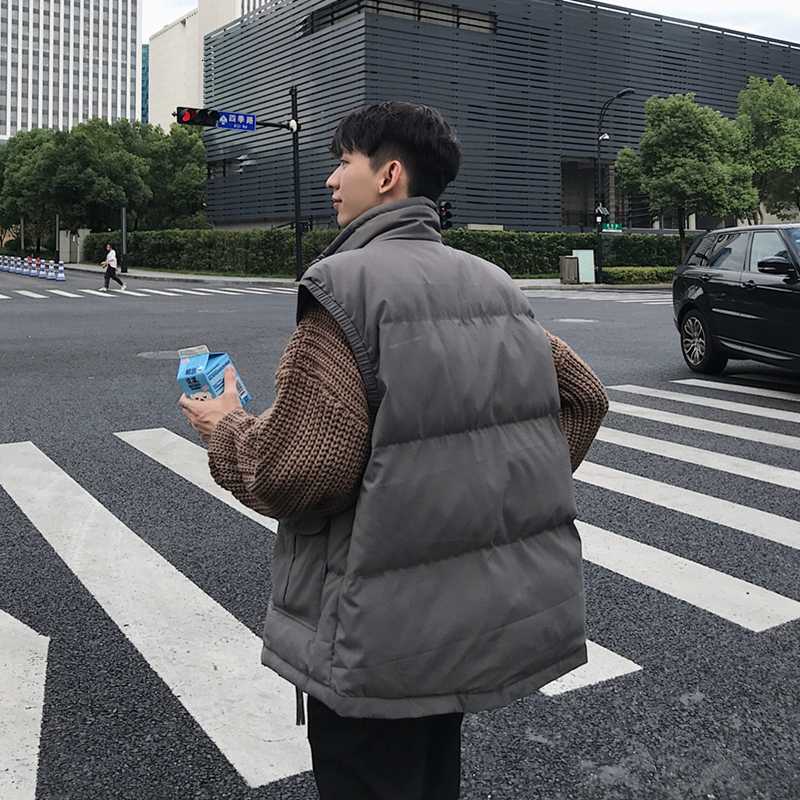 

2020 Autumn New Korean Early Winter Warm Solid Color Thick Sleeveless Bottoming Loose Couple Casual Vest, Gray