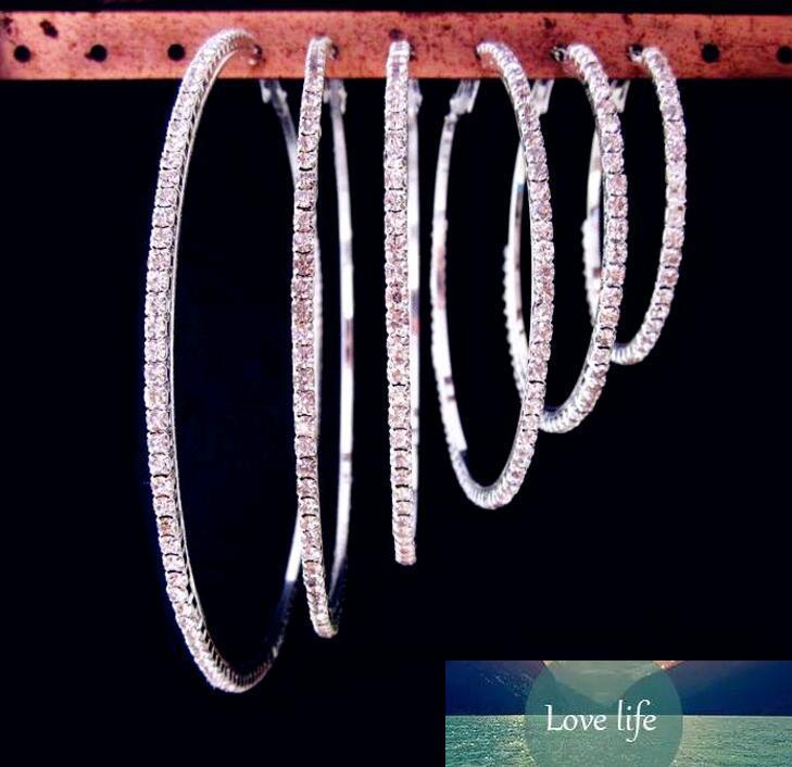

Exaggerated Pave Rhinestone Huggies Hoop Earrings CZ Diamonds 8cm 9cm Big Circle Real Gold Plated Stud Drop Earrings for Women, Golden;silver