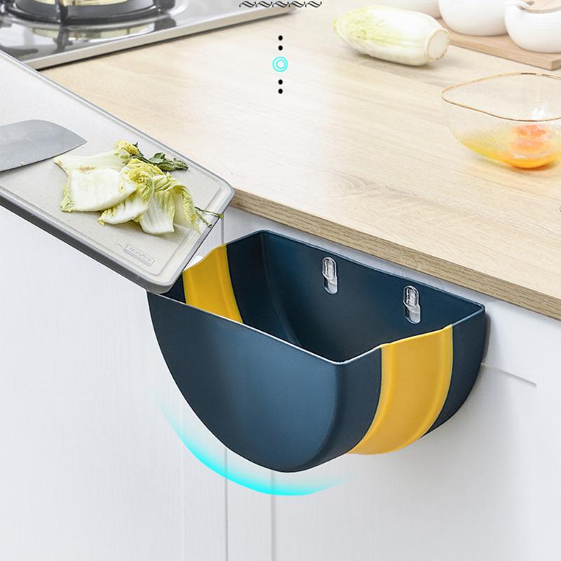 

Kitchen Folding Waste Bin Cabinet Door Hanging Trash Bin Trash Can Wall Mounted Garbage Can Car Bathroom Toilet