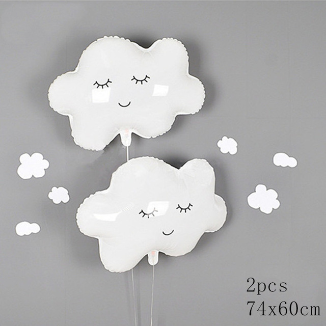 

2pcs White Smiling Cloud Foil Balloon Helium Birthday Party Baby Shower Wedding Anniversary Decoration Party Supplies