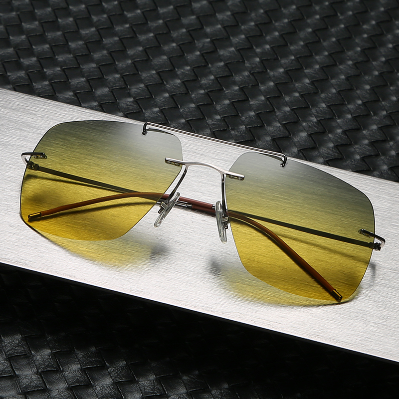 

HBK 2020 Titanium Square Rimless Sunglasses Men Polarized Ultralight Pilot Sun Glasses for Outdoor Fishing UV400