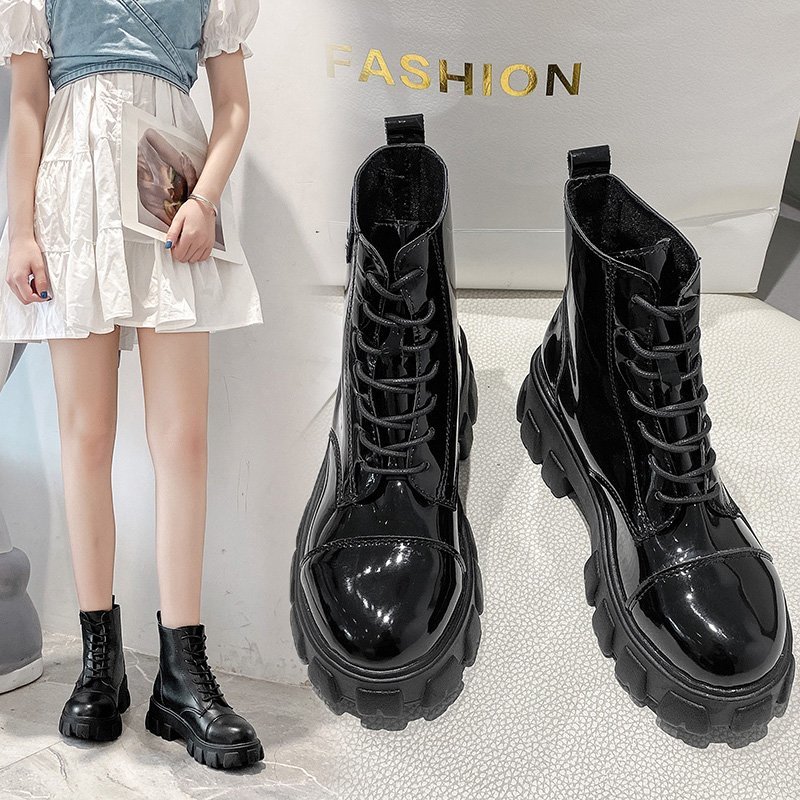 

Fashion 2020 Leather Boots Woman shoes Winter Warm Lace-up Boots For Woman High Quality Waterproof, 02