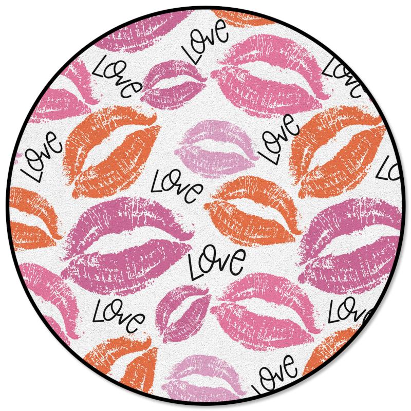 

Love Sexy Watercolor Lips Printed Round Carpets For Living Room Bedroom Alfombra Floor Mats Kids Room Area Rugs, As pic