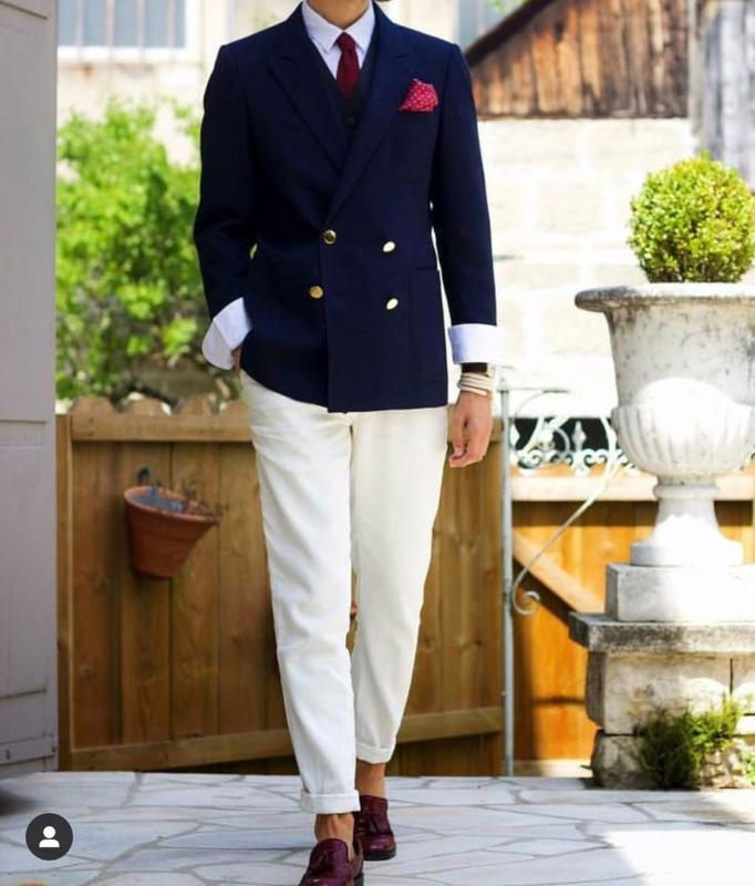 

Casual Navy Blue Jacket Vest Beige Pant Men Suits Slim 3 Pcs Groom Tuxedo Wedding Party Blazer Terno Masculino Jacket+Pant+Vest