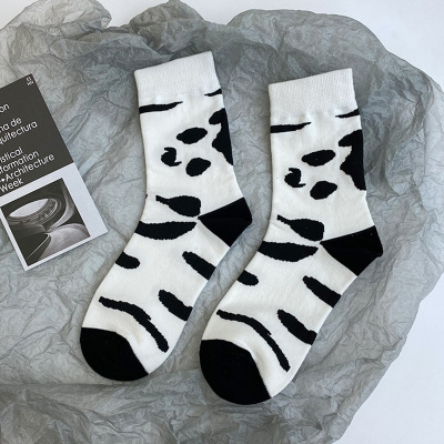 

Cow pattern stockings children's stockings black and white cotton lovely japanese girls, N341
