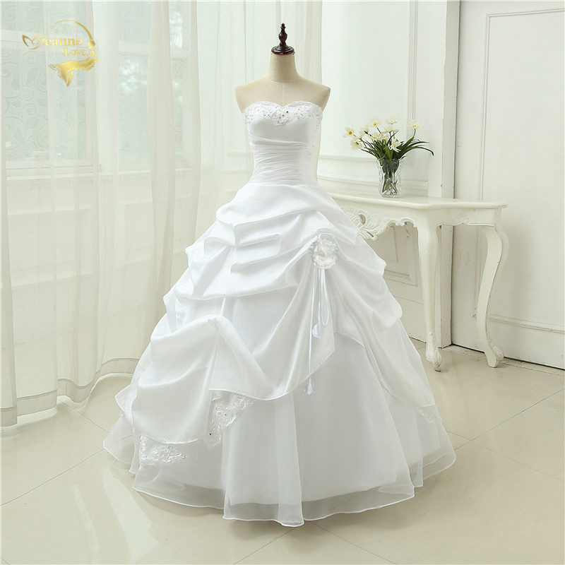

Wedding Gown A line Vestido De Noiva Applique Sequins Sweetheart Casamento White Ivory Plus Size 2020 Wedding Dresses OW 2043