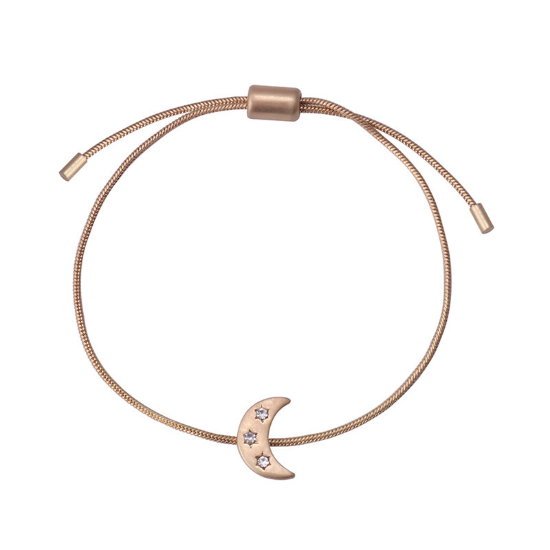 

Doreen Box Fashion Galaxy Braided Bracelets Gold Color Half Moon/Star Adjustable Clear Rhinestone Women Party Jewelry,1 Piece