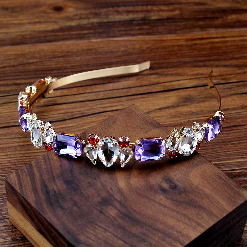 

Alloy Purple Clear Crystal Baroque Hairband Rhinestone Headpiece boutique Headbands For Women Chic Hair Hoop Accessoreis