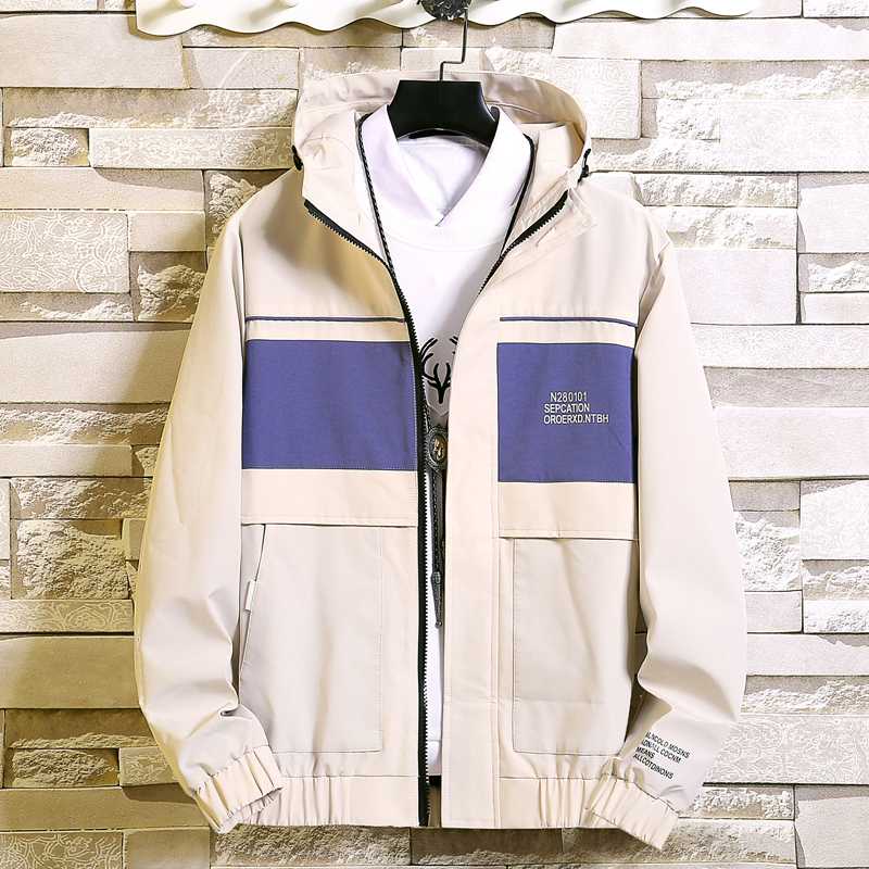 

Winter Hooded Jacket Men Fashion Mens Bomber Jacket Patchwork hooded windbreakers For Men clothing masculine with pocket, Khaki
