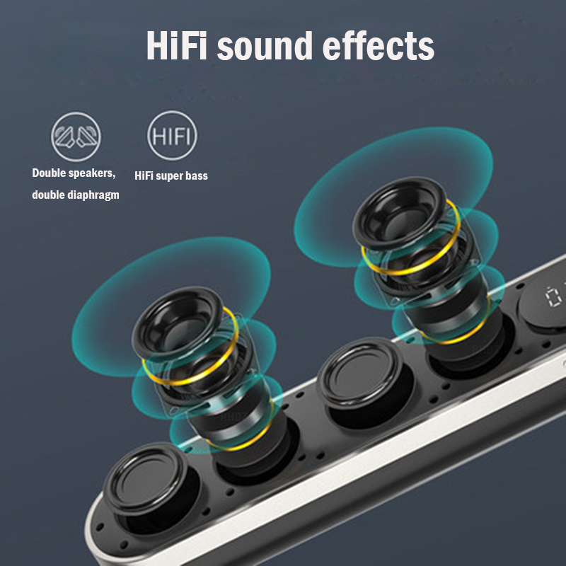 

Bluetooth Speaker Wireless Sound Box 3D Surround Sound System Soundbar Hifi Stereo Subwoofer with 3000 MAh Battery Fm Radio