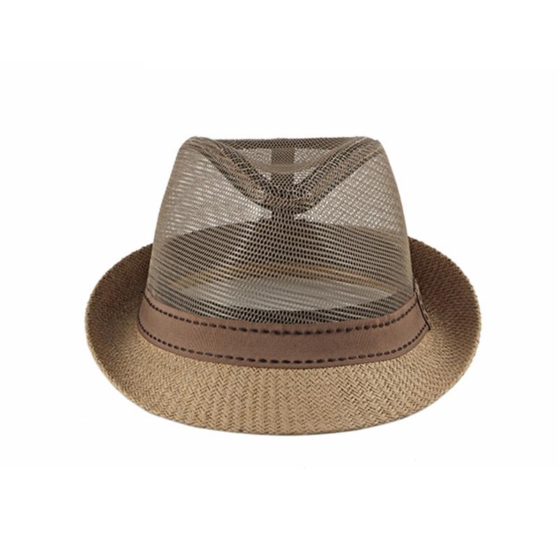 

1Pcs Fashion Top Jazz Hat Breathable Beach Sun Shade Hat Male Female Elegant Visor Round Wide Brim Caps Casual Hollow Net, As pictures