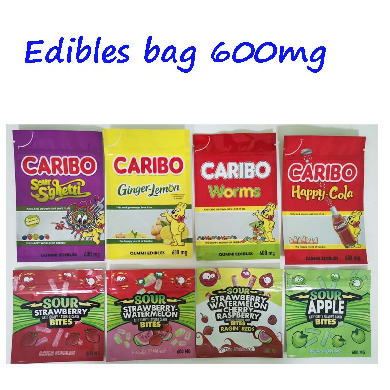 

600mg caribo infused gummies exotic 420 710 sour edibles packaging sour gusher cannaburst Smell Proof Mylar Foil Bag