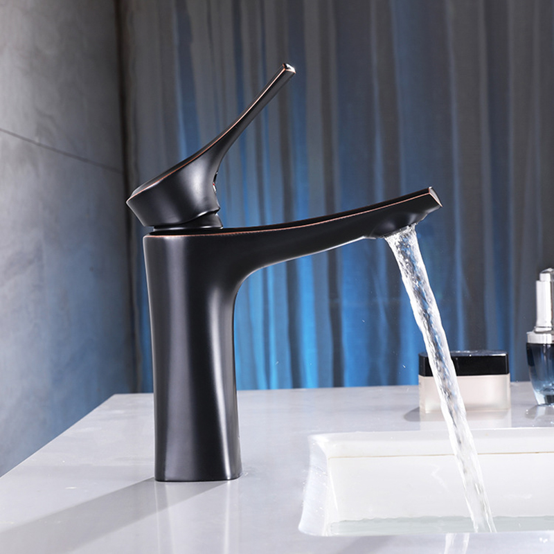 

Basin Faucet Rose Gold/Black/Chrome Brass Sink Mixer Taps Hot & Cold Sink Faucet Single Hole Deck Mounted Wash Basin Water Taps