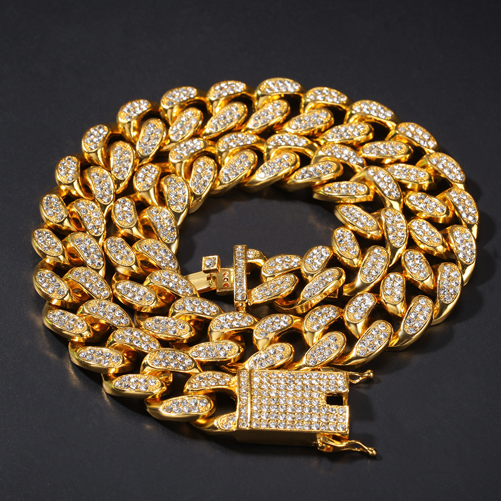 

20MM Miami Cuban Link Chain Heavy Thick Necklace For Mens Bling Bling Hip Hop iced out Gold Silver rapper chains Women Hiphop Jewelry