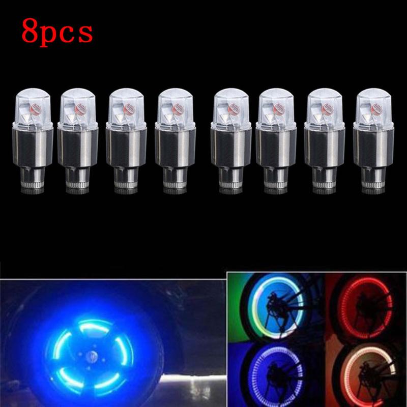 

2/4/8Pc Bicycle Lights Bike Car Motorcycle Wheel Tire Tyre Valves Cap Flash Led Light Spoke Lamp Led Wheel Light Tyre Valves Cap