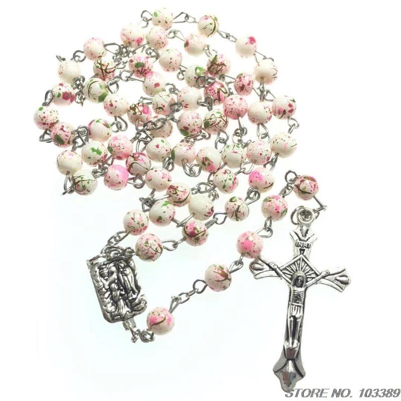 

6mm glass bead rosary religious rosary necklace