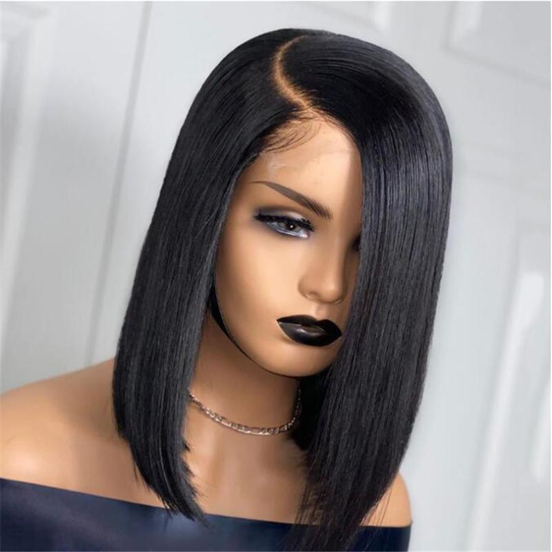 

Straight Wig 13x6 Lace Front Human Hair Wig Side Part Brazilian Remy Hair Bleached Knot Glueless with Baby, U part wig