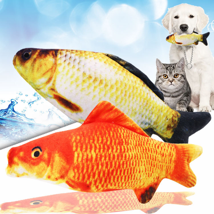 

New 18cm simulation vocal carp stuffed cotton pet dog cat love toy plush digital printing toy
