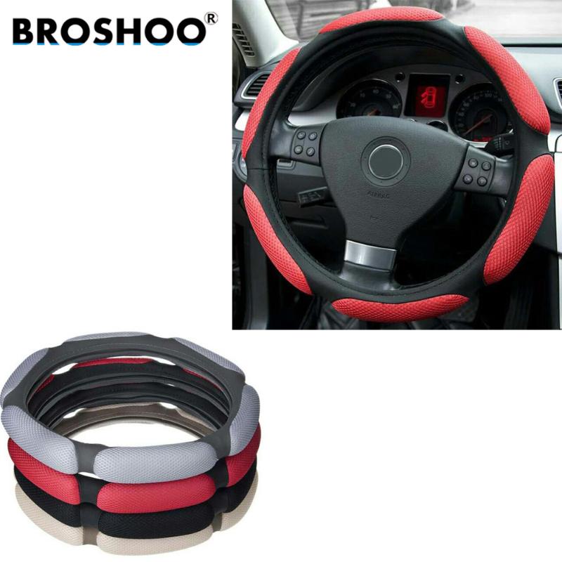 

BROSHOO Auto Classic Breathe Freely Massage Car Steering Wheel Covers Universal Fit Car Steering Wheel Styling 38cm