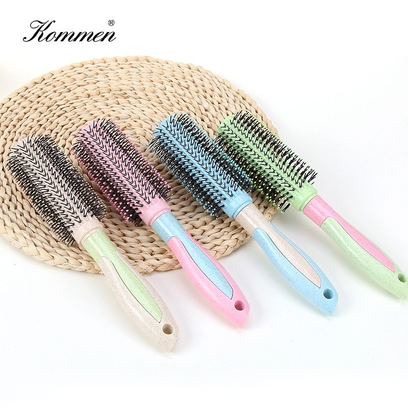 

Hot Sale Wheat Straw Curly Hair Comb Eco-friendly Cylinder Roll Comb Haircare High Quality Professional Hair Brush Barber Brand