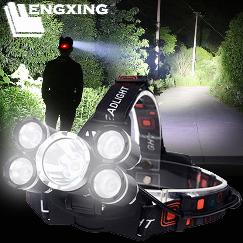 

Most Powerful Headlight headlamp 5LED T6 Head Lamp waterproof Torch head light 18650 battery Best For Camping fishing