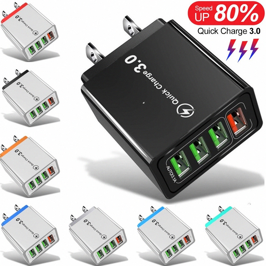 

30W 4Ports Quick Charge QC3.0 Eu US Wall Charger Fast Charging Adapter For iphone Samsung Tablet Pc mp3