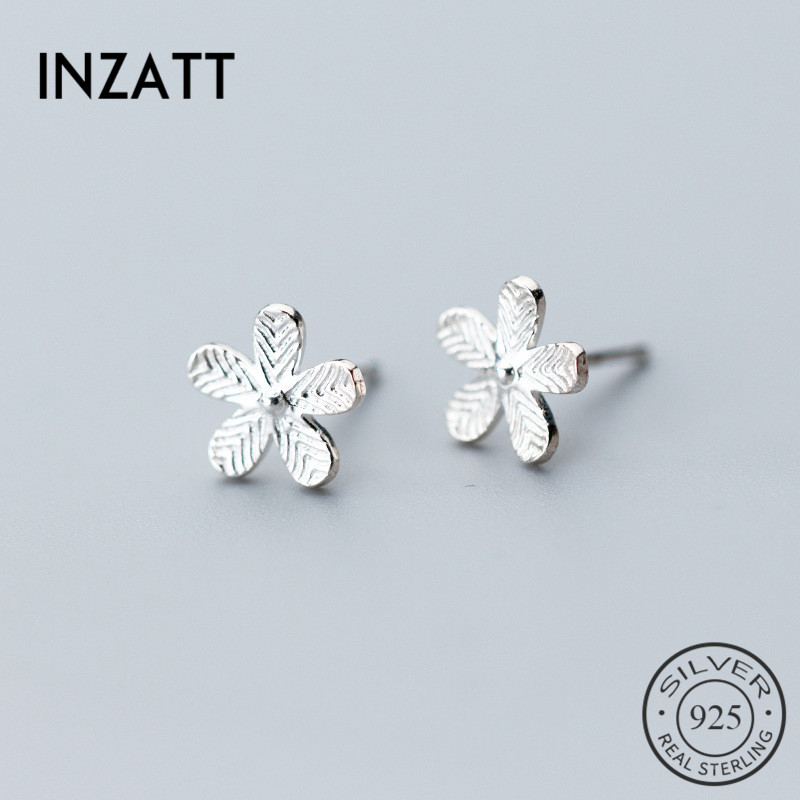 

INZAMinimalist Metal Flower Stud Earrings 2020 Fashion Charm Women Jewelry 925 Sterling Silver Artsy Accessories lady Summer