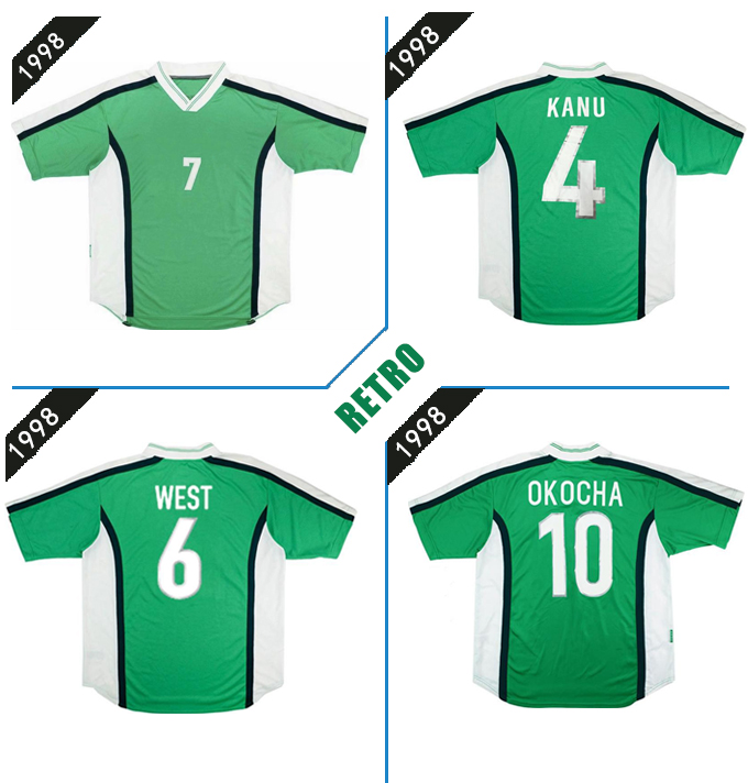 

10#OKOCHA retro soccer jersey 1998 KANU OLISEH Finidi YEKINI BABANGIDA WEST Africa national team 98 classic vintage football shirt, 1998 retro