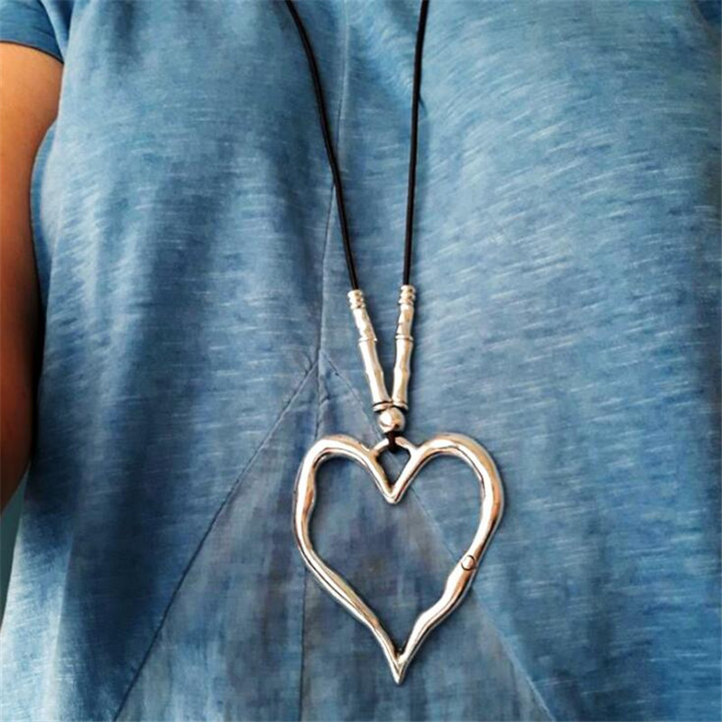

1PC DIY Magic Heart leather rope Necklace for Women Punk Jewelry Fashion Accessories Vintage Alloy Gift Neck Necklace