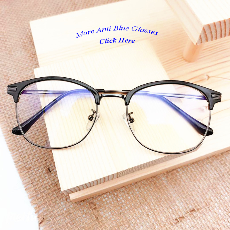 

Computer Phone Retro Metal Semi Rimless Blue Ray Light Blocking Glasses Custom Logo Women Men