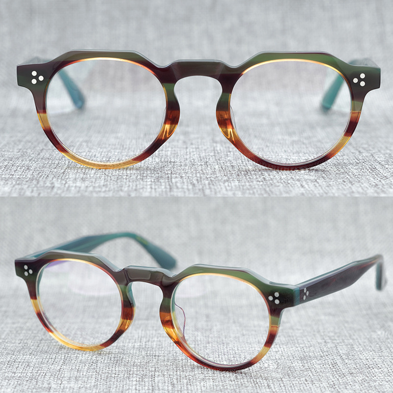

Zerosun Janpanese Eyeglasses Frames Male Female Nerd Glasses Men Polygon Spectacles Tortoise Acetate Eyewear for Optical Lens