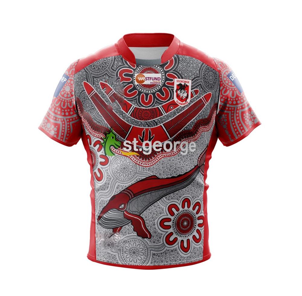 

ST.GEORGE DRAGON 2020 Indigenous Rugby Jersey Sport Shirt -5XL, Red