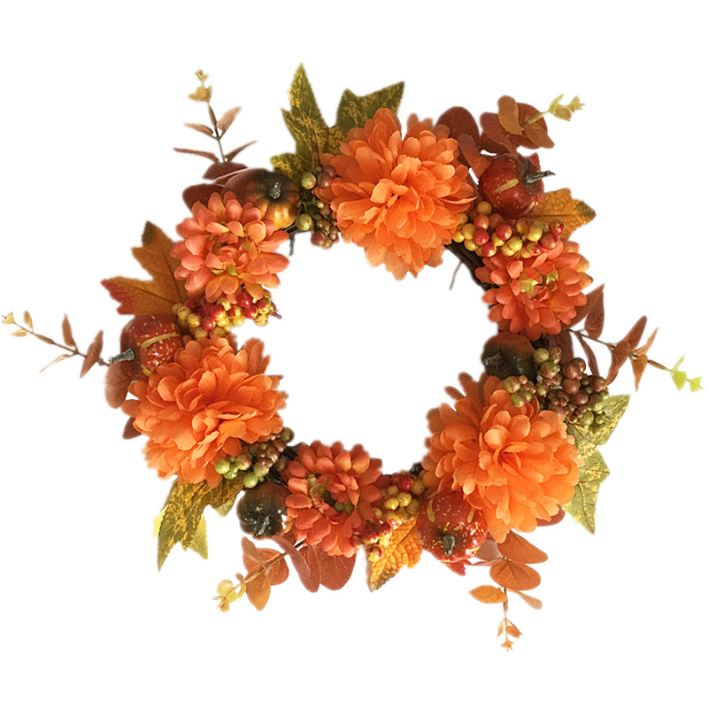 

New Halloween Artificial Flower Decor Autumn Color Fruit Pumpkin Garland Durable Holiday Party Home Decor Wreaths