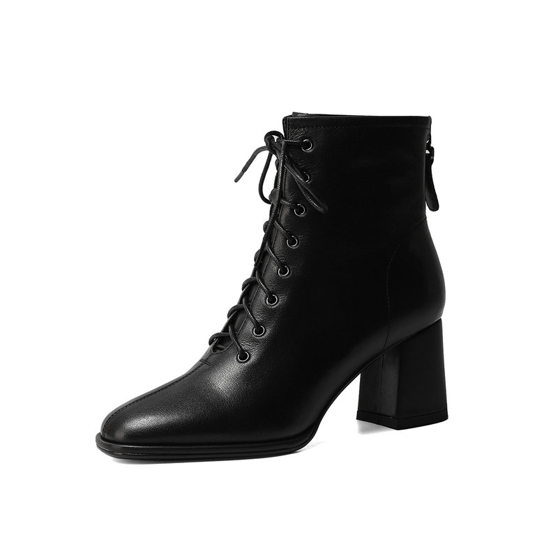 

2021 Elegant Women Ankle Boots Cross Tied Autumn Winter Genuine Leather Shoes Woman Sexy Fashion Party High Heels Boots, Beige