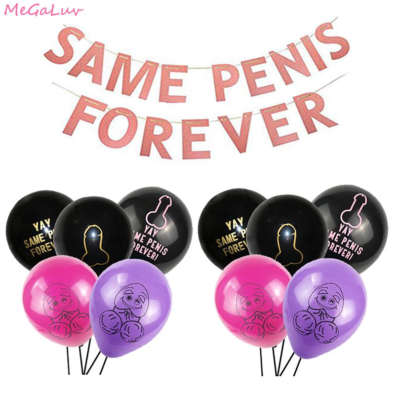 

5/10Pcs 12Inch Same Penis Forever Balloons Bow Penis Latex Ballons Rude Abusive Globos Hen Night Bachelorette Party Supplies